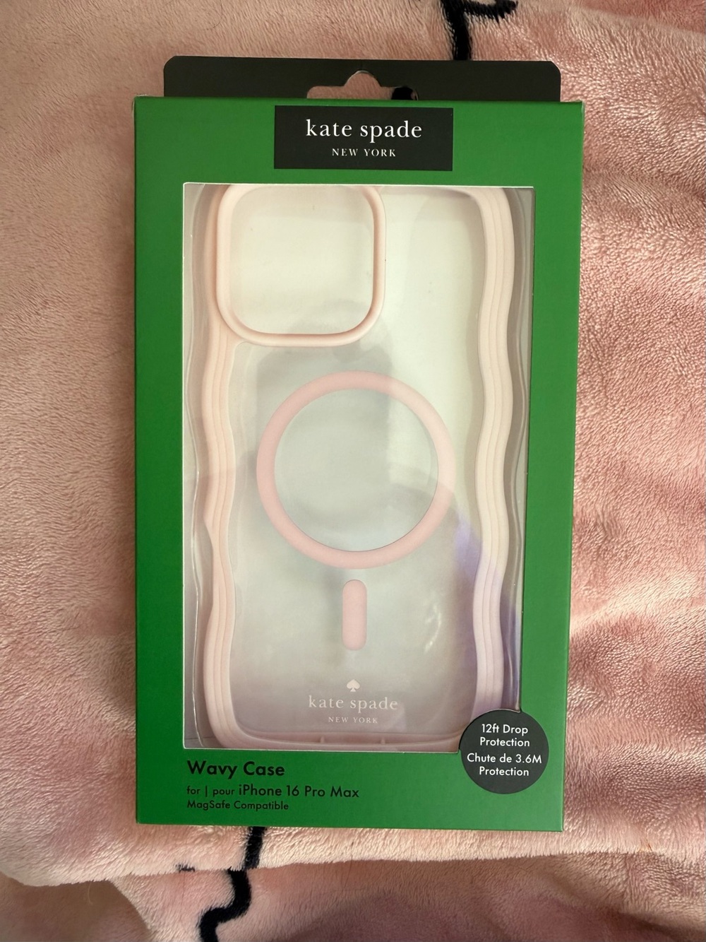 Kate Spade-NEW- Wavy MagSafe iPhone 16 Pro Max Case — Light Pink NWT!